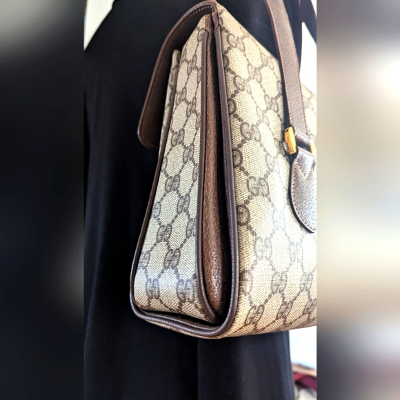 Gucci beige Ebony Vintage Coated Canvas Satchel - Picture 2 of 16